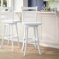 Flash Furniture Liesel Commercial Wooden Classic Ladderback Swivel Barstool w/Solid Wood Seat, Antique White Wash ES-UN-31WS-29-WH-GG